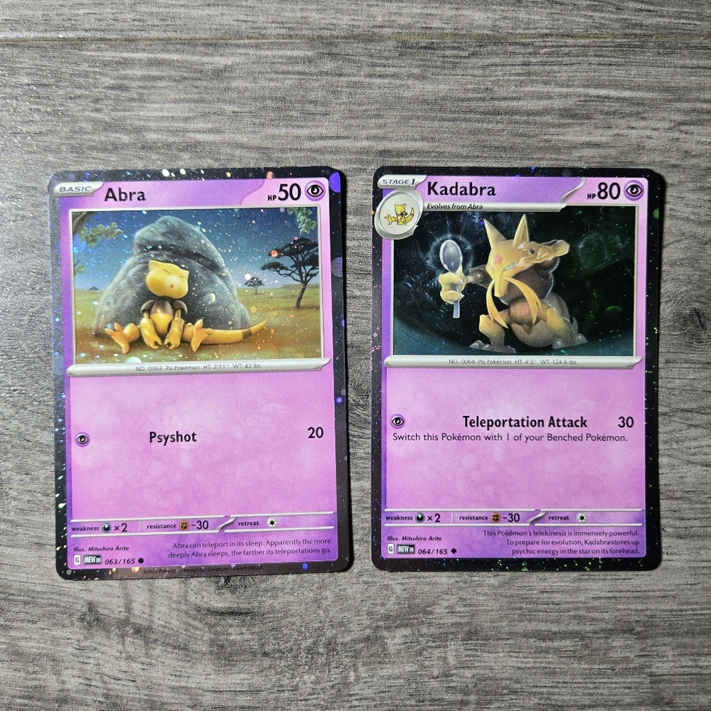 Pokémon Holo Cards X2 Abra and Kadabra
